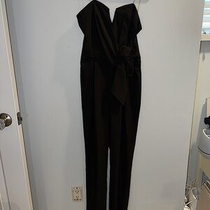 Black Strapless Sweetheart Neckline Jumpsuit - Size M